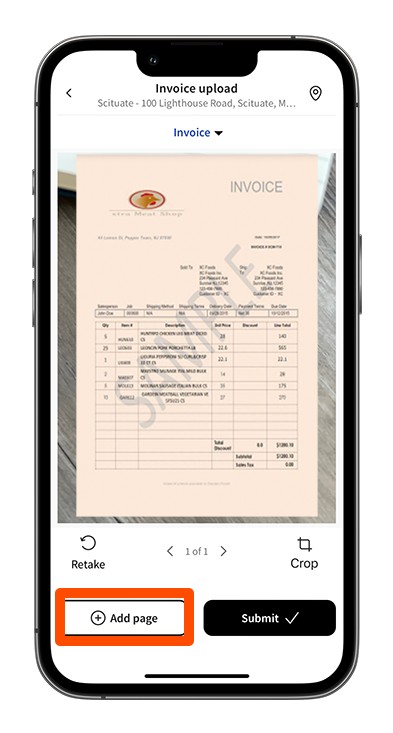 Uploading a receipt from a phone in the Paperless app